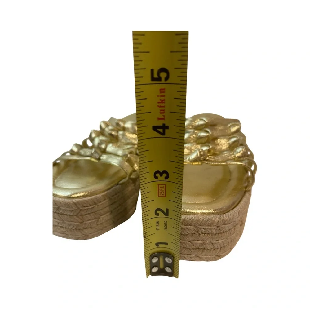 Paloma Barcelo "Jama" Gold Leather Sandals Women's Espadrilles Made in Spain, 38 - Picture 3 of 11